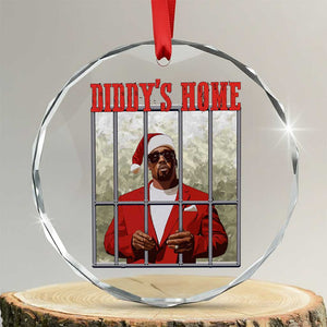 Funny Dirty Xmas Santa Diddy's Home Crystal Glass Ornament TS11 Transparent Glass 3'' Circle Print Your Wear