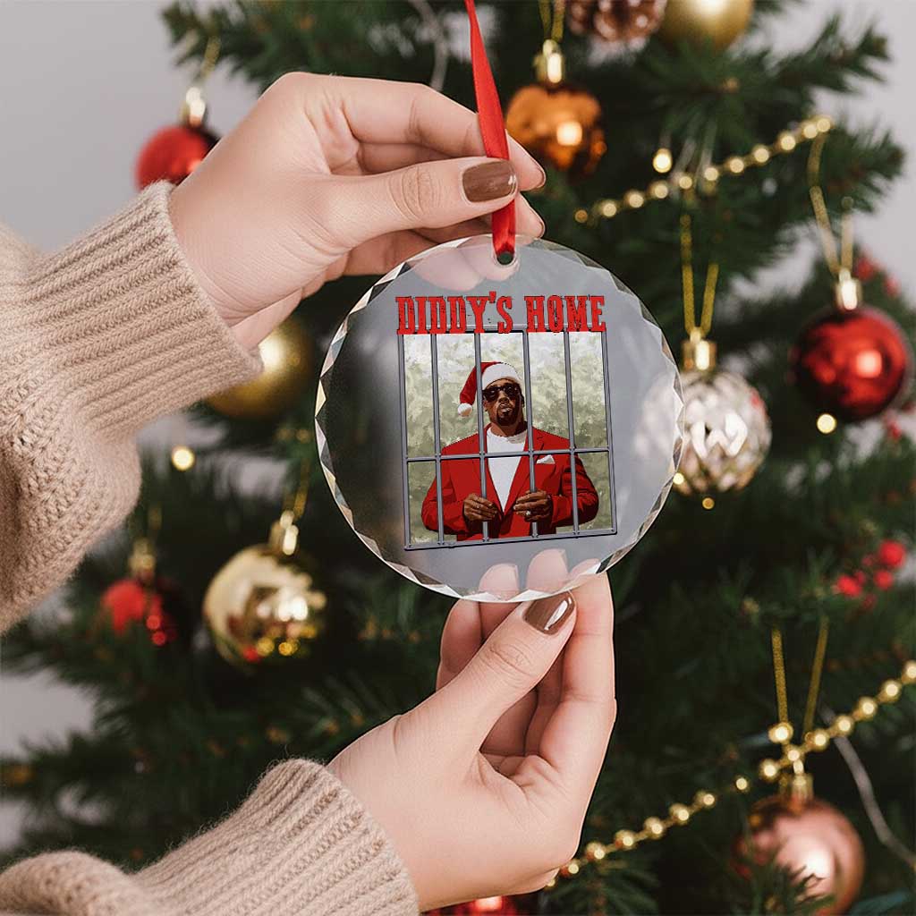 Funny Dirty Xmas Santa Diddy's Home Crystal Glass Ornament TS11 Print Your Wear