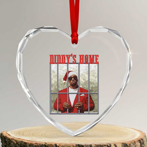 Funny Dirty Xmas Santa Diddy's Home Heart Crystal Glass Ornament TS11 Transparent Glass 3'' Heart Print Your Wear