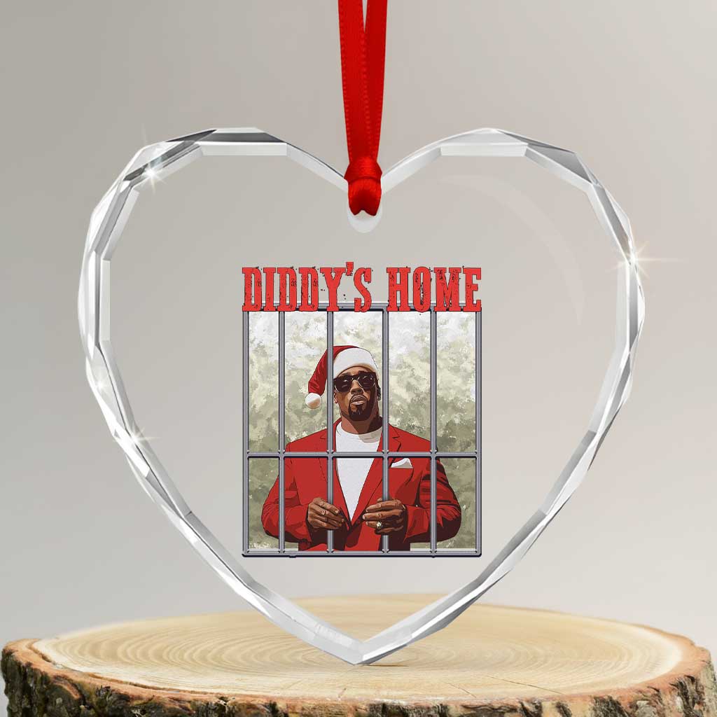 Funny Dirty Xmas Santa Diddy's Home Heart Crystal Glass Ornament TS11 Transparent Glass 3'' Heart Print Your Wear