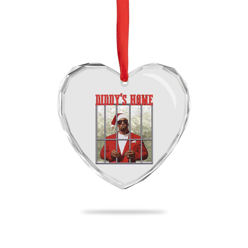 Funny Dirty Xmas Santa Diddy's Home Heart Crystal Glass Ornament TS11 Print Your Wear
