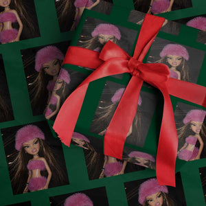 Funny Disgusting Doll Face Meme Wrapping Paper Roll Expression Hilarious Sarcastic TS10 Green Print Your Wear