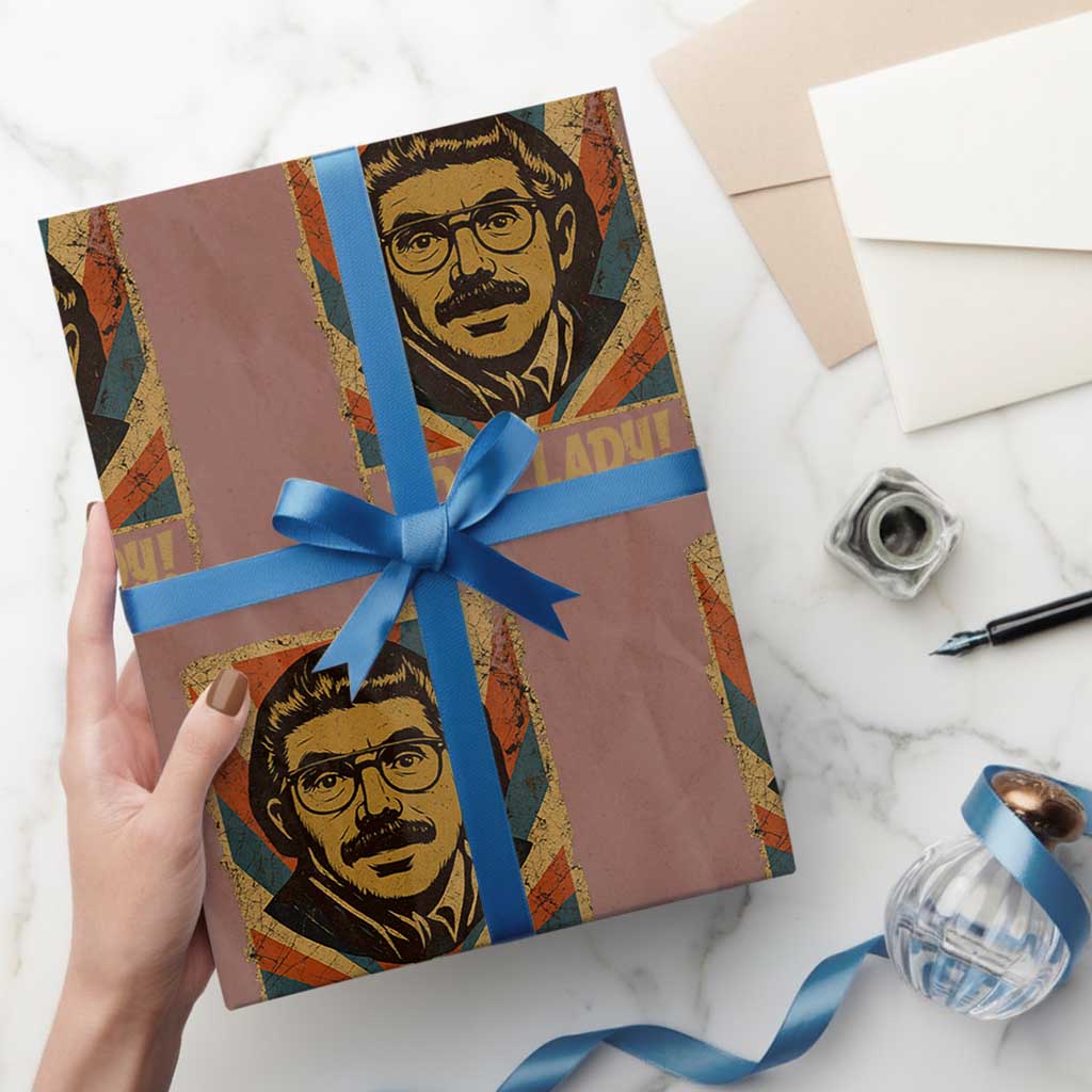 Funny Do It Lady Vintage Wrapping Paper Roll Retro 70s Mustache Guy Meme Parody TS02 Mocha Print Your Wear