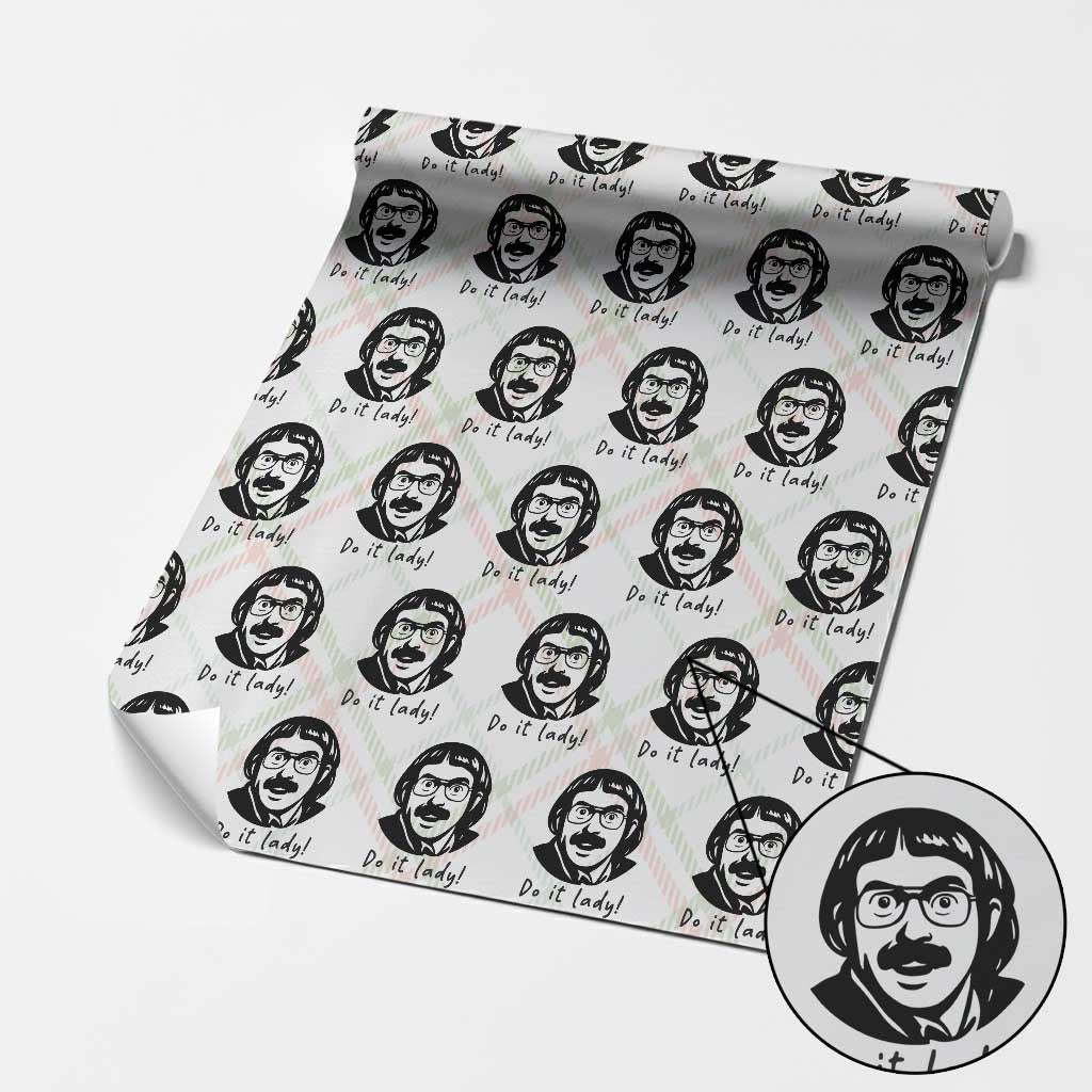 Funny Do It Lady Wrapping Paper Roll Mustache Guy Meme Parody TS02 Christmas Plaid Print Your Wear