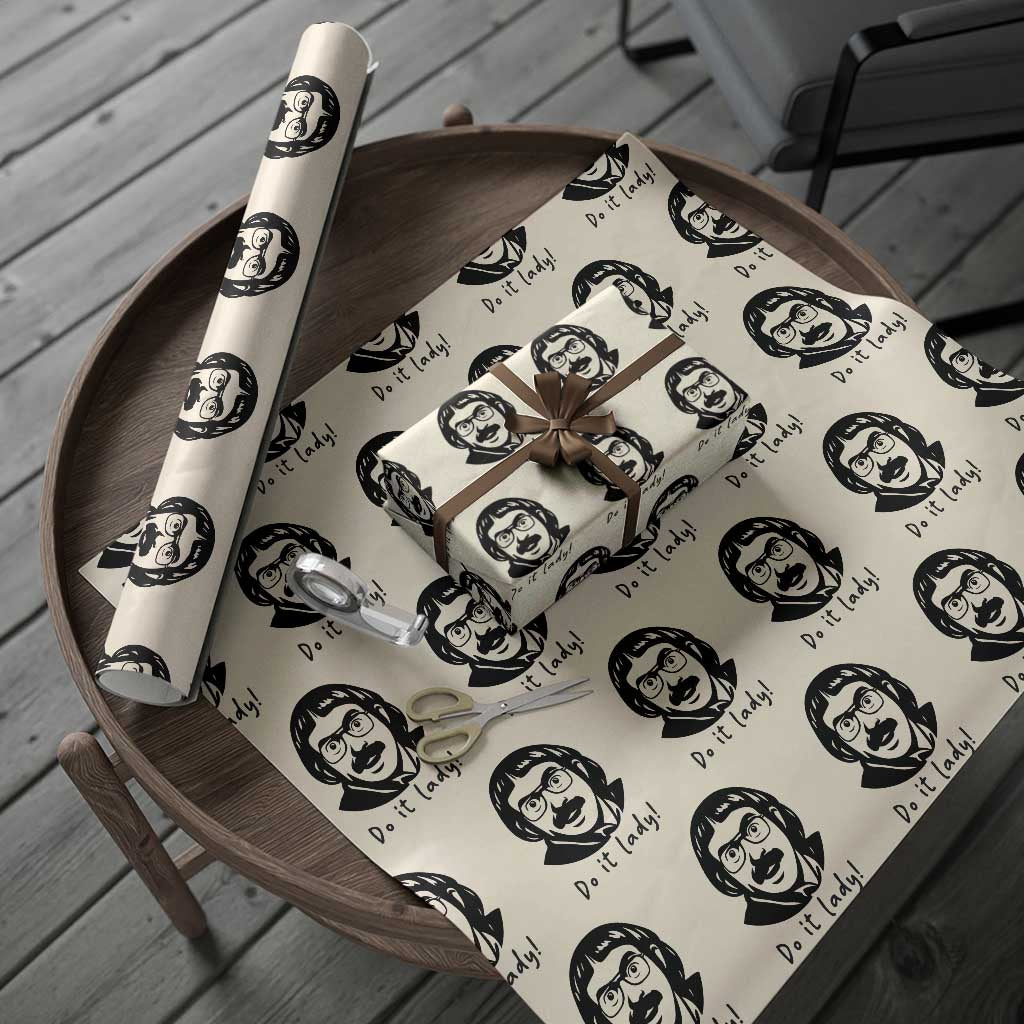 Funny Do It Lady Wrapping Paper Roll Mustache Guy Meme Parody TS02 Beige Print Your Wear