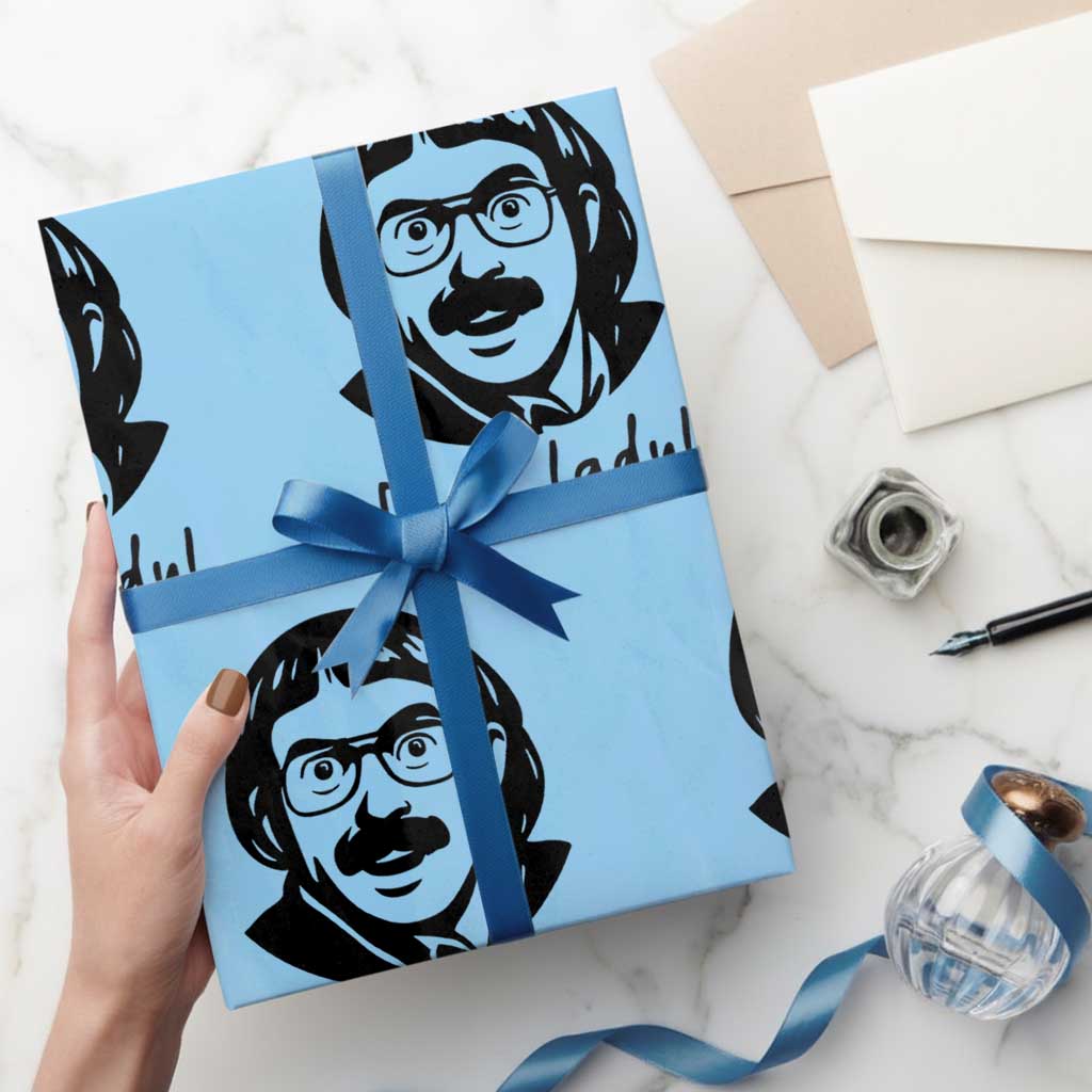 Funny Do It Lady Wrapping Paper Roll Mustache Guy Meme Parody TS02 Light Blue Print Your Wear