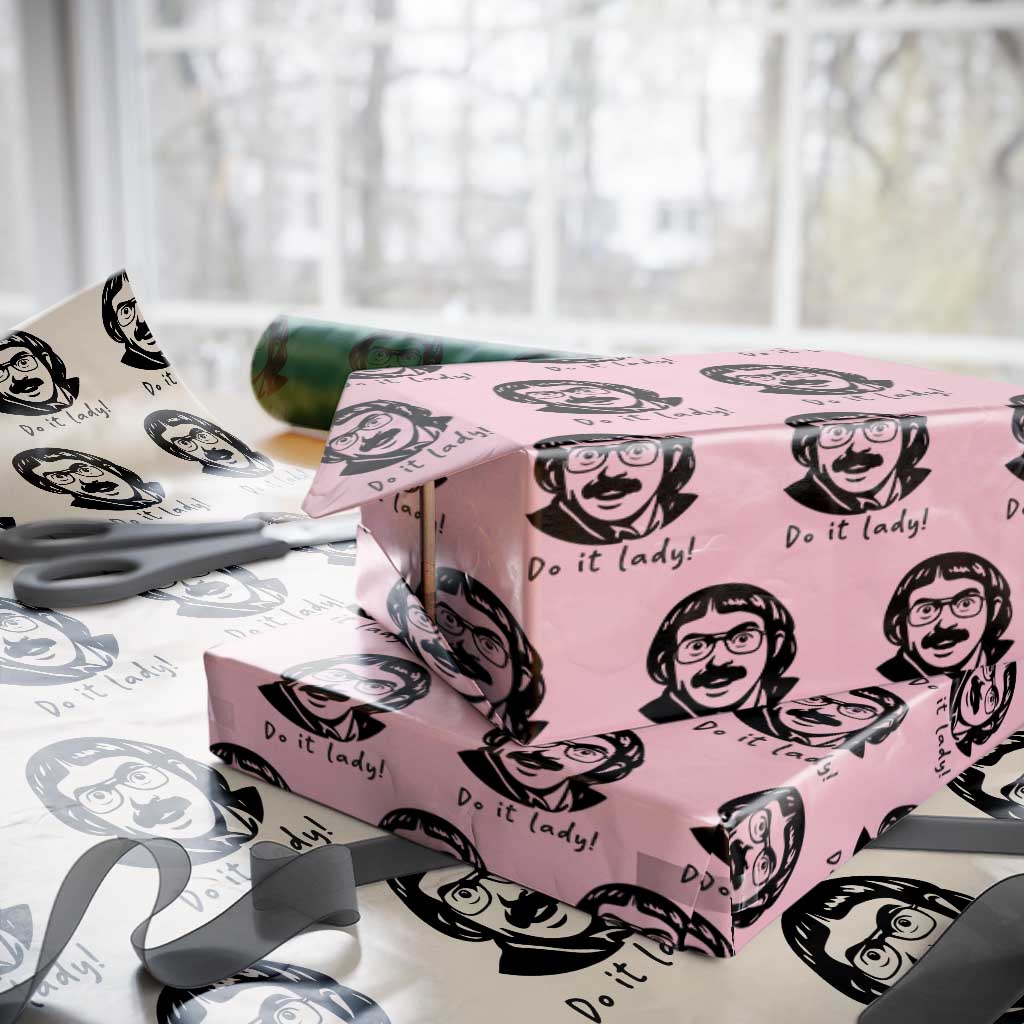 Funny Do It Lady Wrapping Paper Roll Mustache Guy Meme Parody TS02 Light Pink Print Your Wear