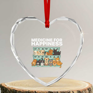 Funny Dog Lover Heart Crystal Glass Ornament My Medicine For Happiness Called Cats Everyday TS10 Transparent Glass 3'' Heart Print Your Wear