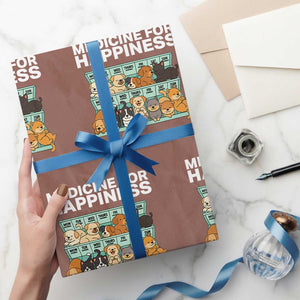 Funny Dog Lover Wrapping Paper Roll My Medicine For Happiness Called Cats Everyday TS10 Mocha Print Your Wear