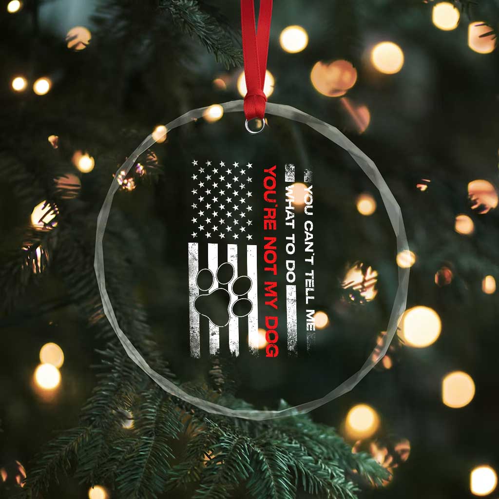 Funny Dog Lovers Crystal Glass Ornament You Cant Tell Me What To Do Youre Not My Dog USA Flag TS10 Print Your Wear