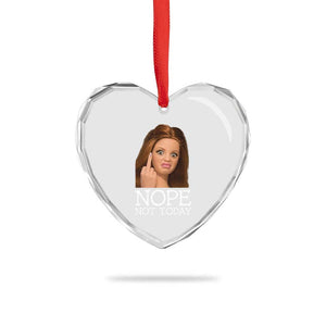 Funny Doll Face Disgusted Heart Crystal Glass Ornament Nope Not Today Meme TS12 Print Your Wear