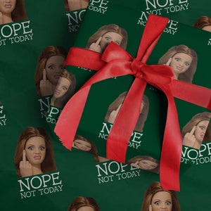 Funny Doll Face Disgusted Wrapping Paper Roll Nope Not Today Meme TS12 Green Print Your Wear