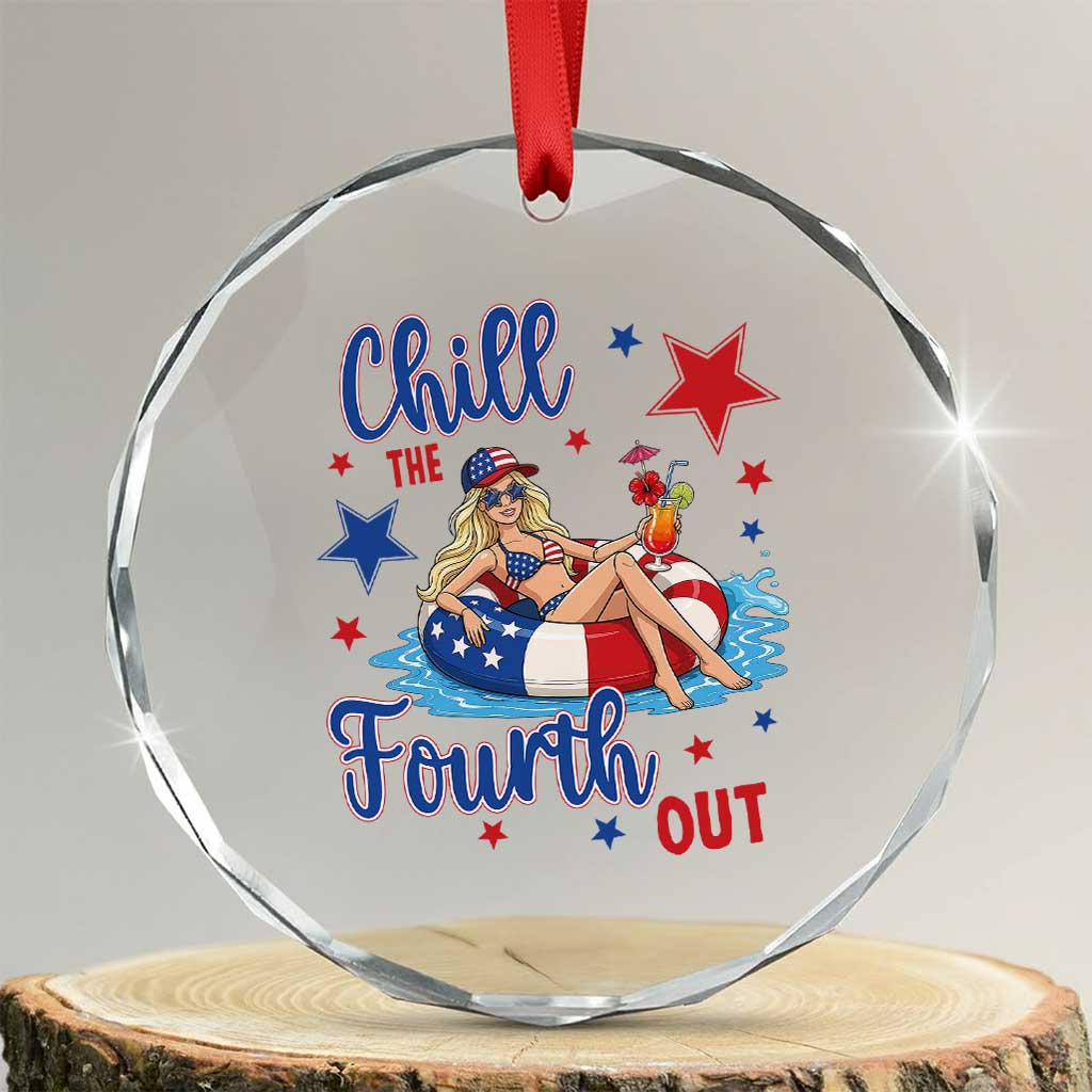Funny Doll Face Meme 4th Of July Crystal Glass Ornament Chill The Fourth Out TS12 Transparent Glass 3'' Circle Print Your Wear