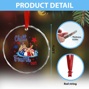 Funny Doll Face Meme 4th Of July Crystal Glass Ornament Chill The Fourth Out