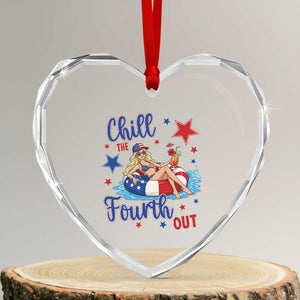 Funny Doll Face Meme 4th Of July Heart Crystal Glass Ornament Chill The Fourth Out