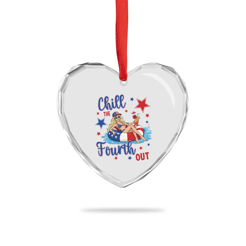 Funny Doll Face Meme 4th Of July Heart Crystal Glass Ornament Chill The Fourth Out