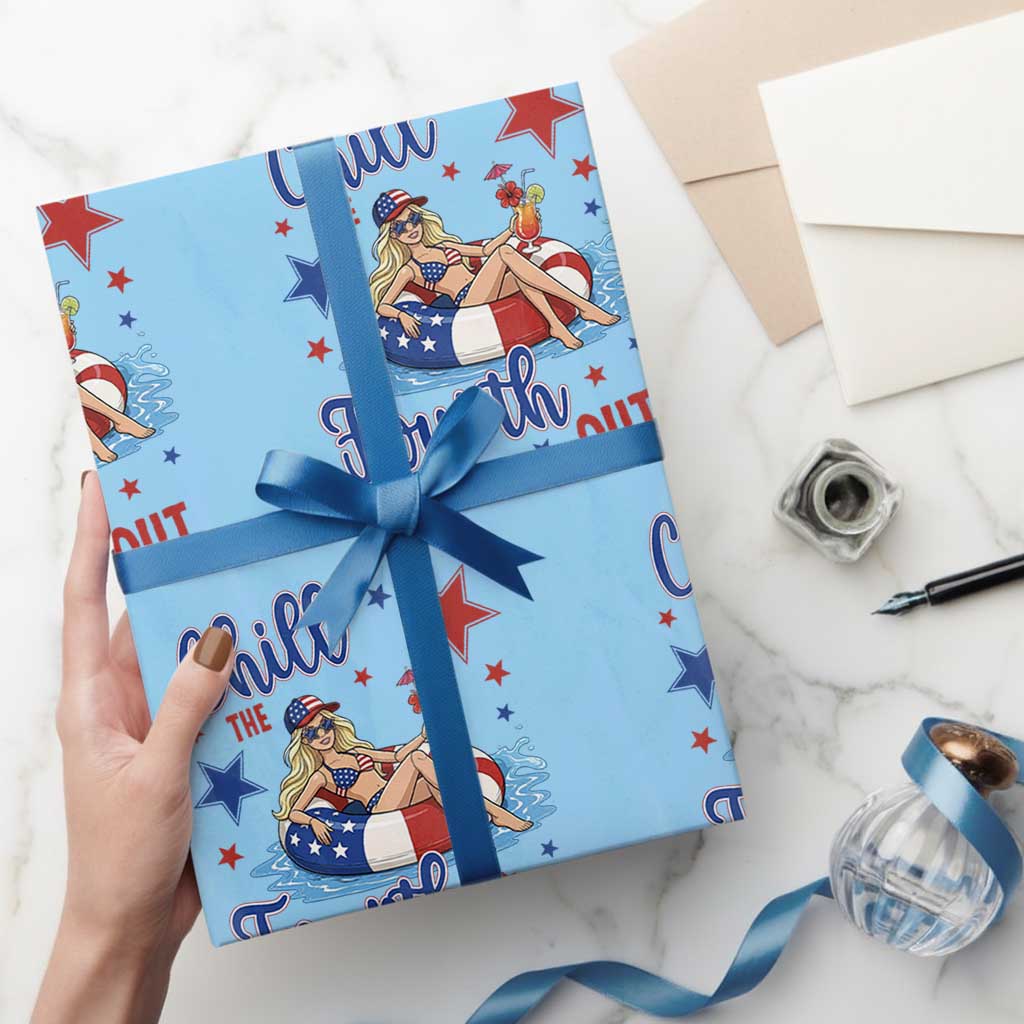 Funny Doll Face Meme 4th Of July Wrapping Paper Roll Chill The Fourth Out