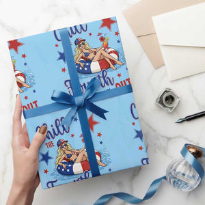 Funny Doll Face Meme 4th Of July Wrapping Paper Roll Chill The Fourth Out