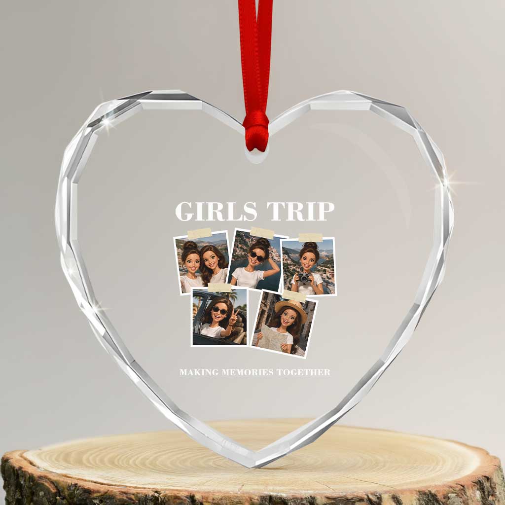 Funny Doll Face Meme Girls Trip Heart Crystal Glass Ornament Travel Squad Bestie Gift TS12 Transparent Glass 3'' Heart Print Your Wear