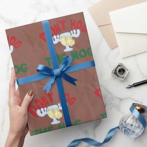 Funny Dont Hog The Nog Christmas Movie Wrapping Paper Roll Xmas Vacation Eggnog Moose TS11 Mocha Print Your Wear