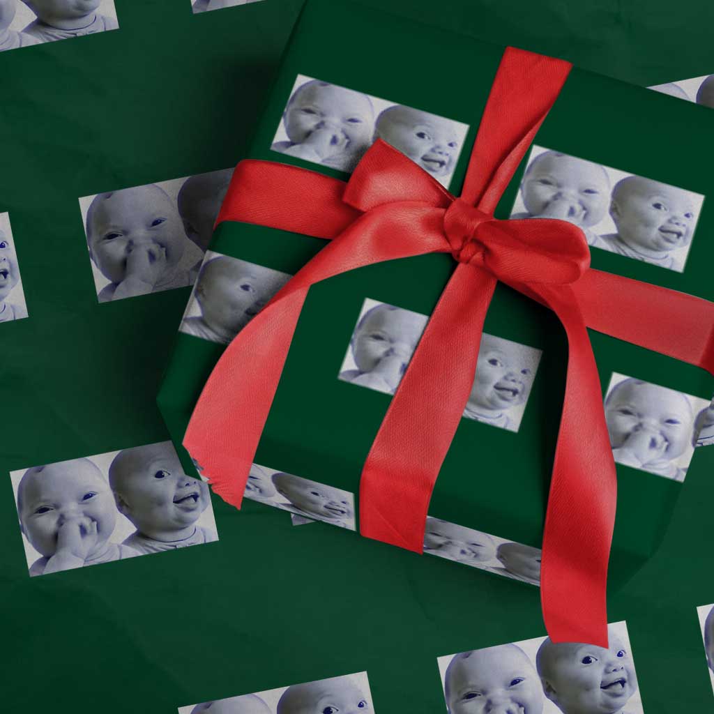Funny Double Trouble Tuff Baby Meme Wrapping Paper Roll Viral AI Niche Baby Holding Laugh Duo Reaction TS02 Green Print Your Wear