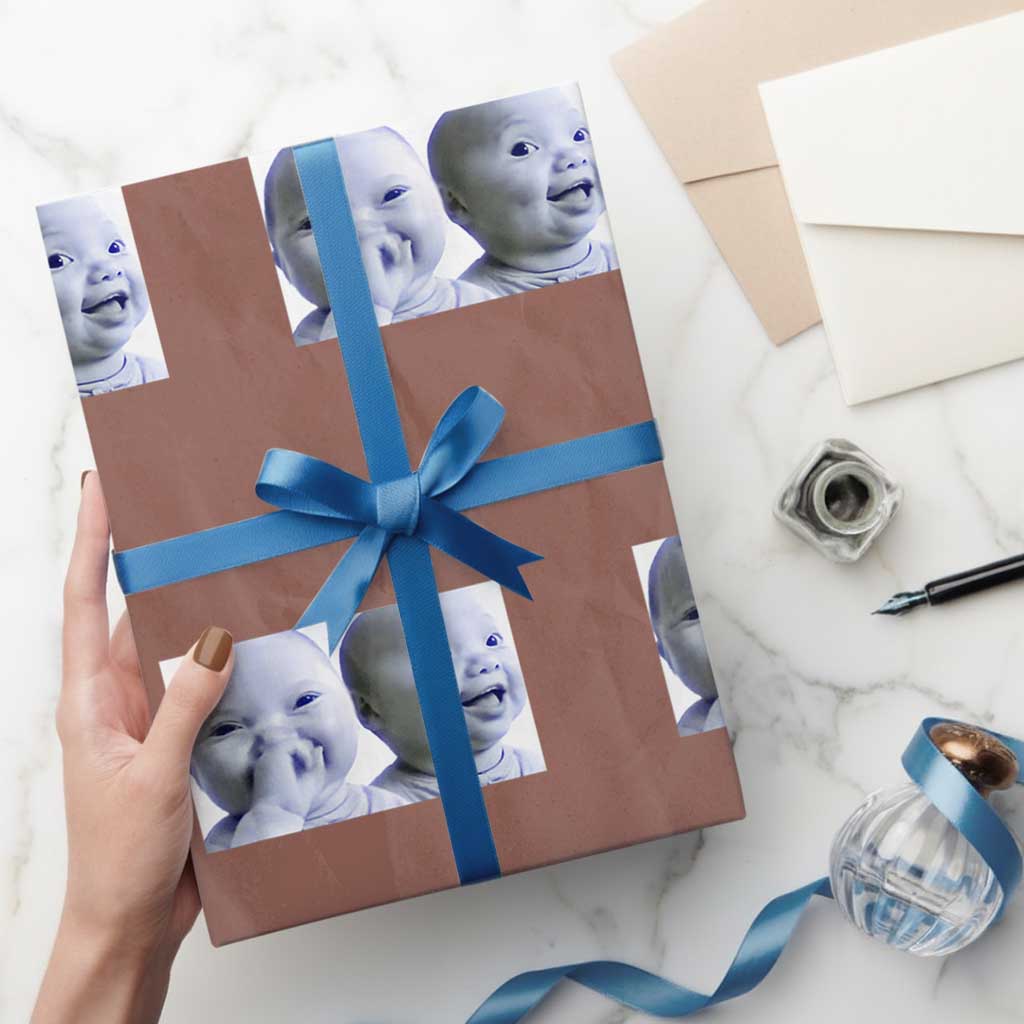 Funny Double Trouble Tuff Baby Meme Wrapping Paper Roll Viral AI Niche Baby Holding Laugh Duo Reaction TS02 Mocha Print Your Wear