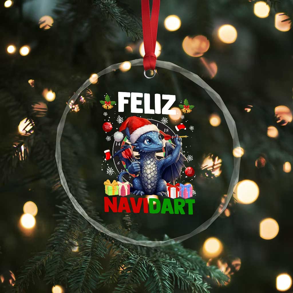 Funny Dragon Throwing Dart Christmas Gift Crystal Glass Ornament Feliz Navidart TS12 Print Your Wear