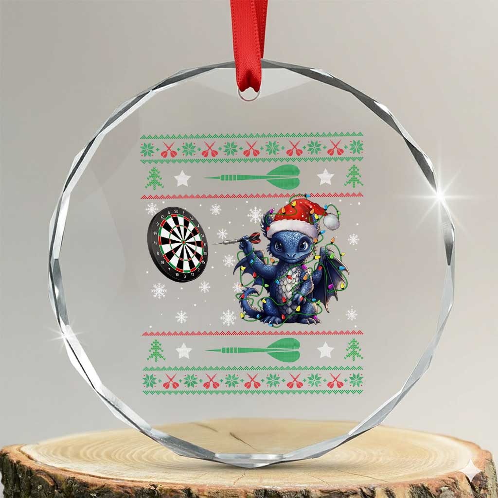 Funny Dragon Throwing Dart Crystal Glass Ornament Ugly Christmas Dart Player Gift TS12 Transparent Glass 3'' Circle Print Your Wear
