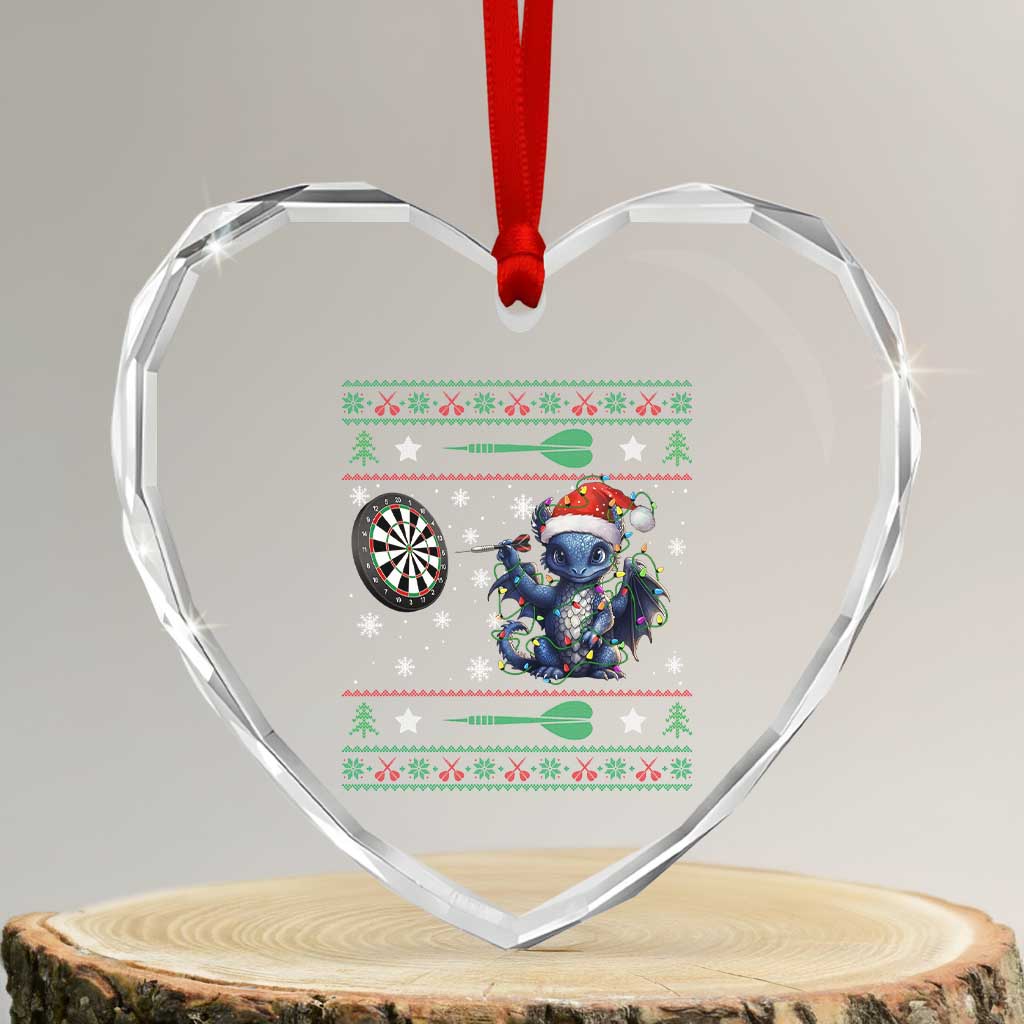 Funny Dragon Throwing Dart Heart Crystal Glass Ornament Ugly Christmas Dart Player Gift TS12 Transparent Glass 3'' Heart Print Your Wear