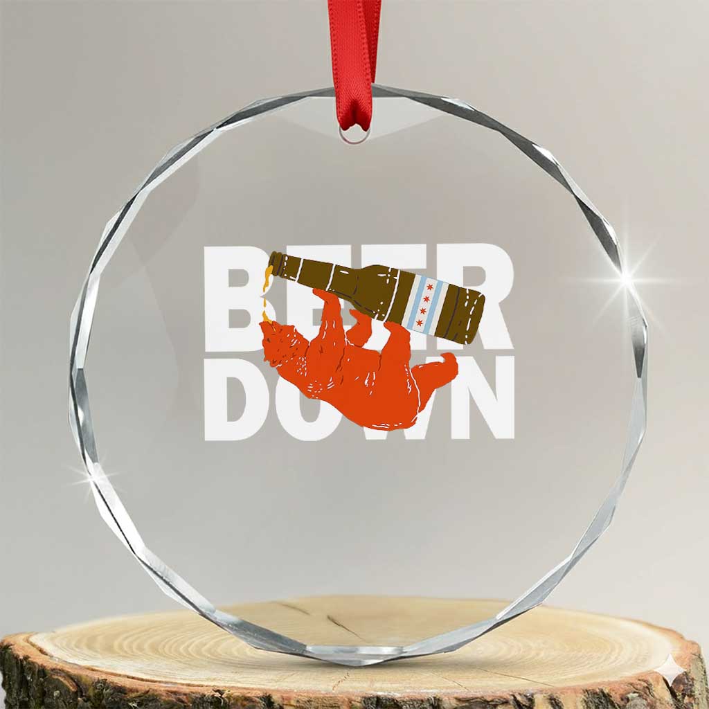 Funny Drinking Bear Beer Down Crystal Glass Ornament Tailgate Gift for Football Fans TS02 Transparent Glass 3'' Circle Print Your Wear