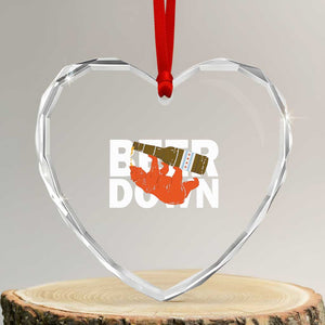 Funny Drinking Bear Beer Down Heart Crystal Glass Ornament Tailgate Gift for Football Fans TS02 Transparent Glass 3'' Heart Print Your Wear