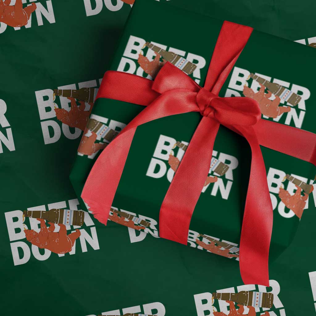 Funny Drinking Bear Beer Down Wrapping Paper Roll Tailgate Gift for Football Fans TS02 Green Print Your Wear