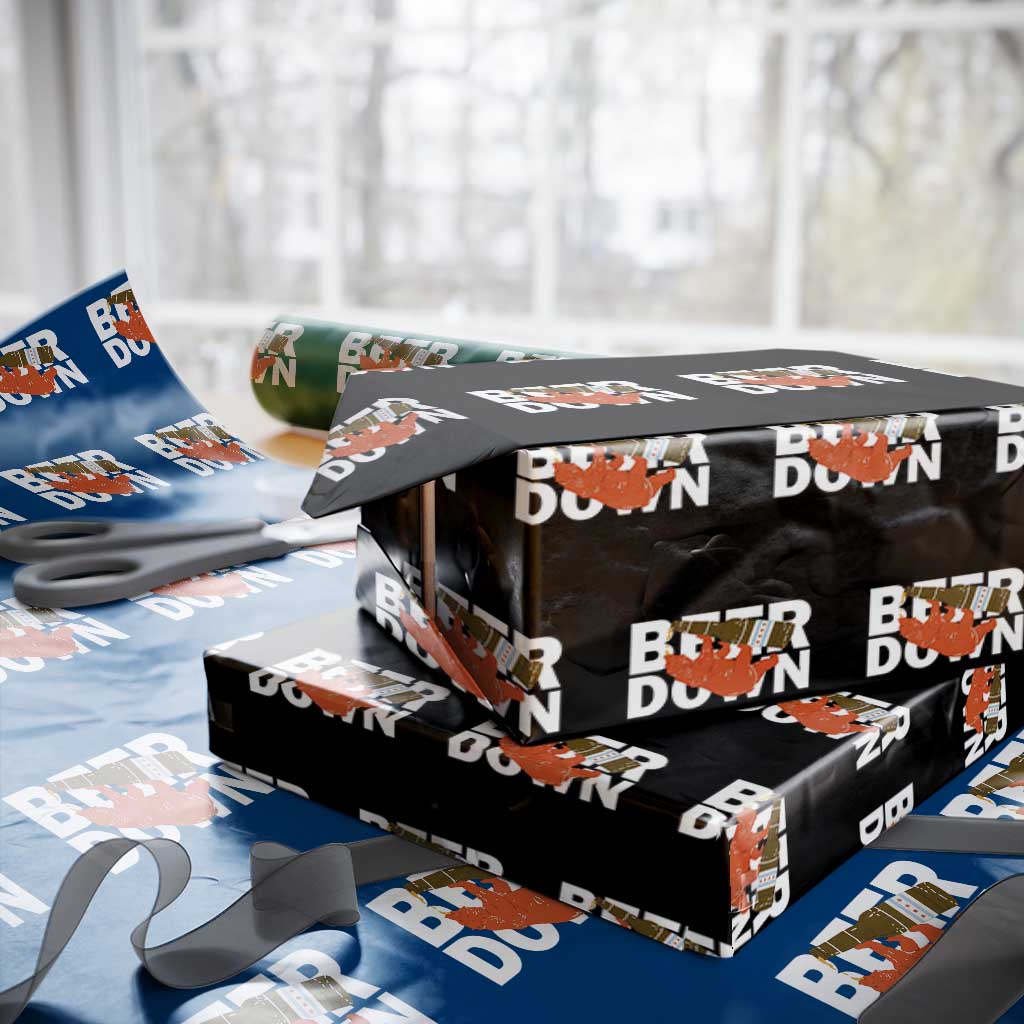 Funny Drinking Bear Beer Down Wrapping Paper Roll Tailgate Gift for Football Fans TS02 Black Print Your Wear