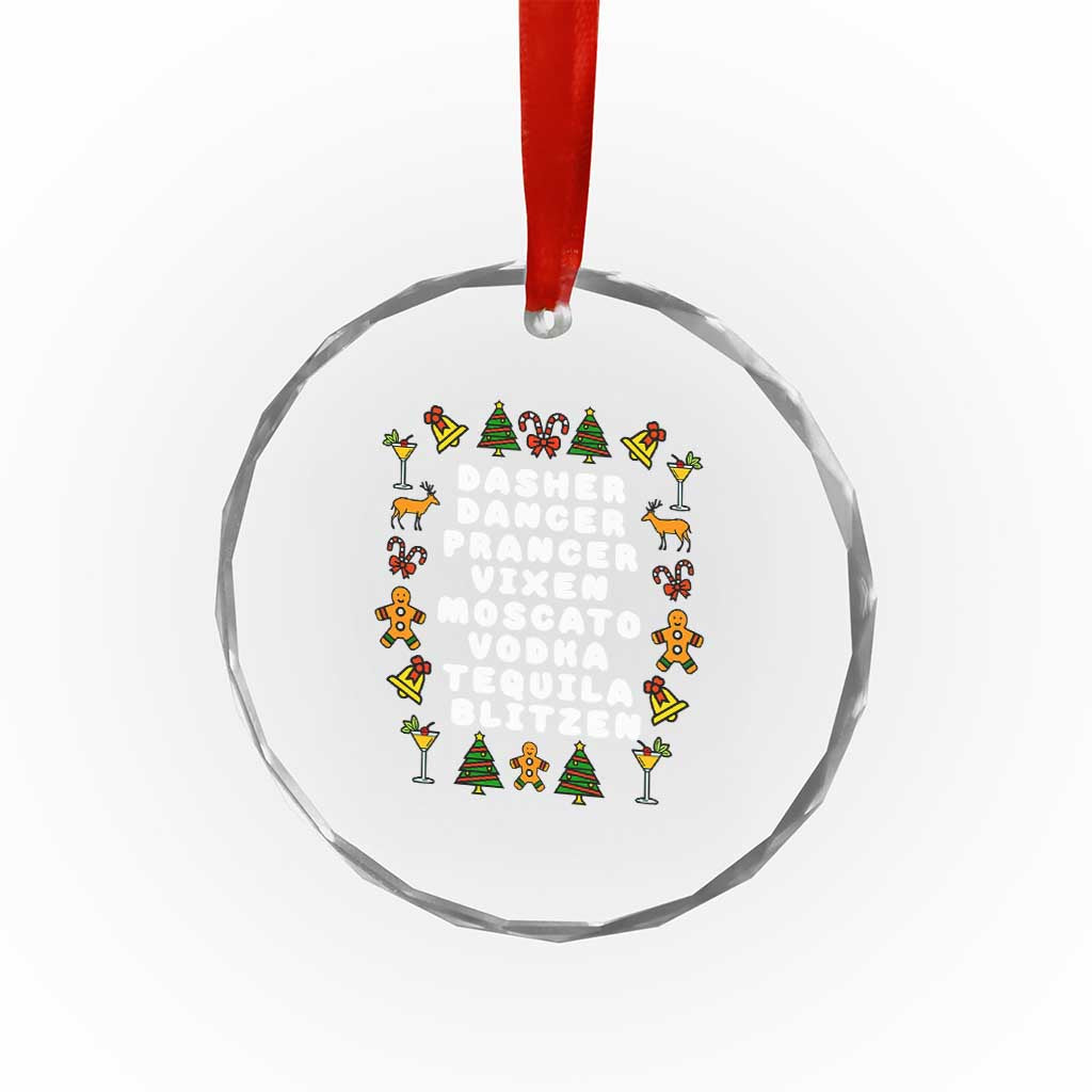 Funny Drinking Christmas Crystal Glass Ornament Merry Christmas Dasher Dancer Prancer Vixen TS10 Print Your Wear