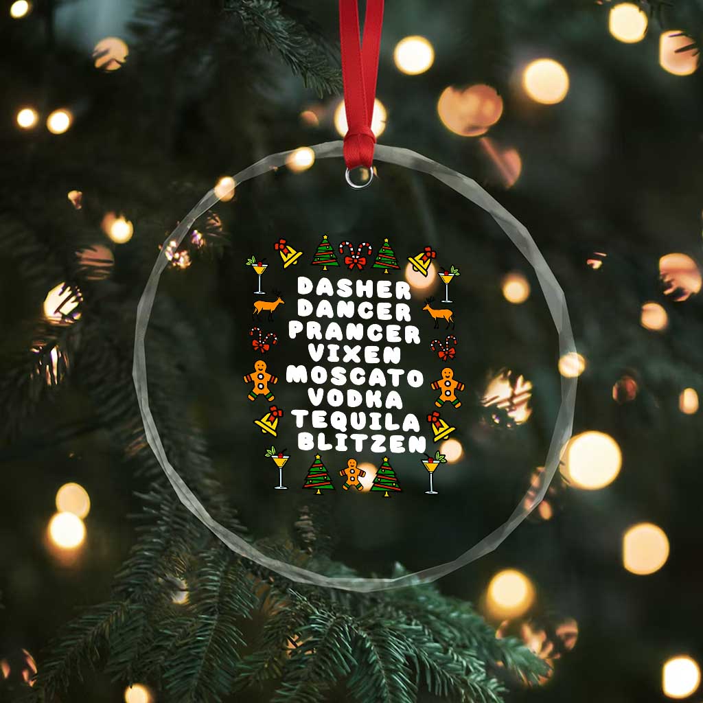 Funny Drinking Christmas Crystal Glass Ornament Merry Christmas Dasher Dancer Prancer Vixen TS10 Print Your Wear