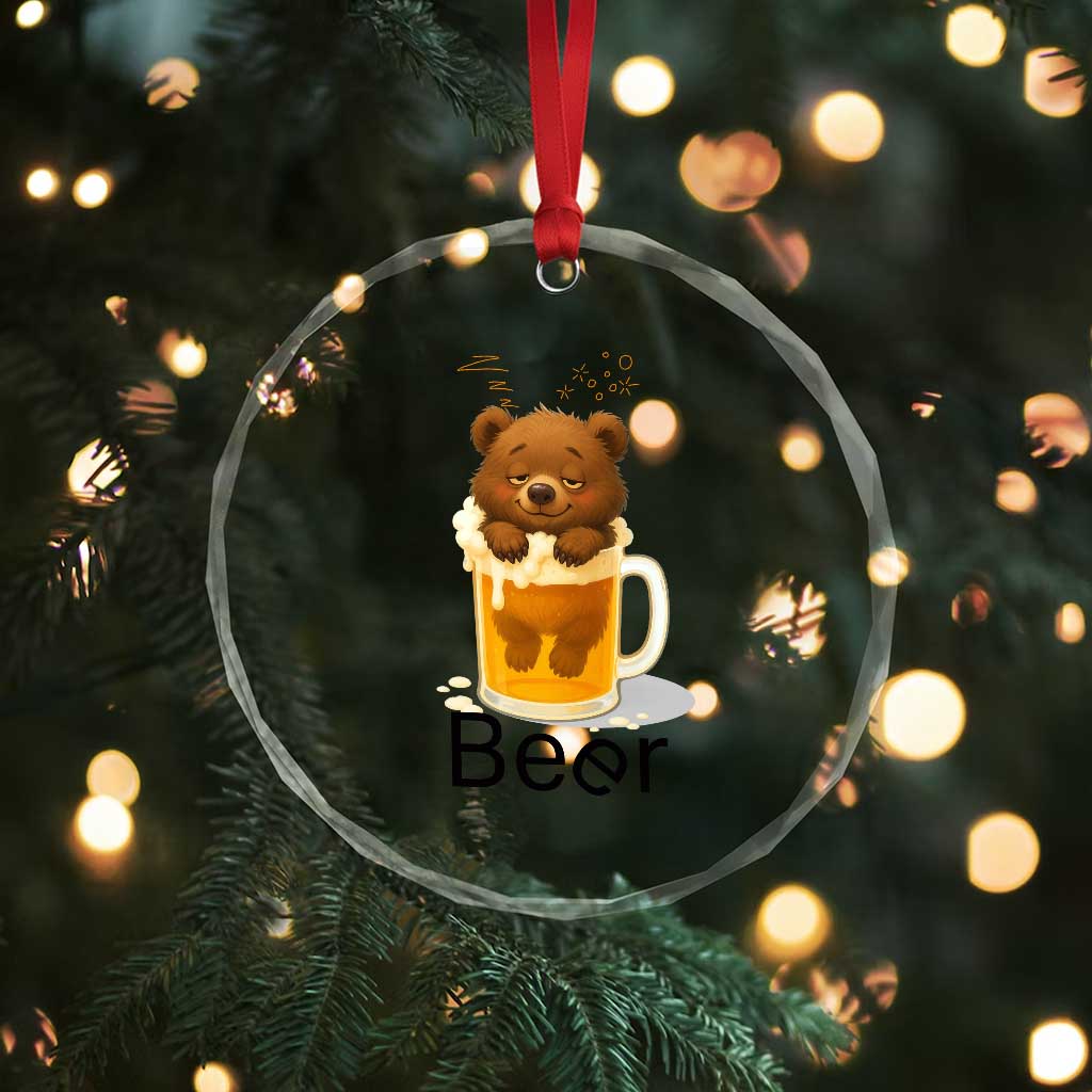 Funny Drinking Lover Crystal Glass Ornament Bear In Beer Glass TS12 Print Your Wear