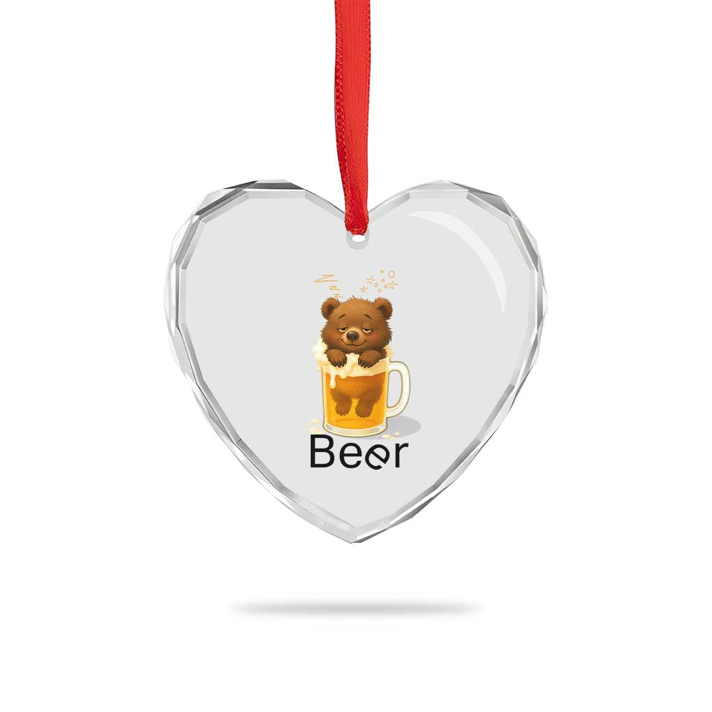 Funny Drinking Lover Heart Crystal Glass Ornament Bear In Beer Glass TS12 Print Your Wear
