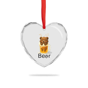 Funny Drinking Lover Heart Crystal Glass Ornament Bear In Beer Glass TS12 Print Your Wear
