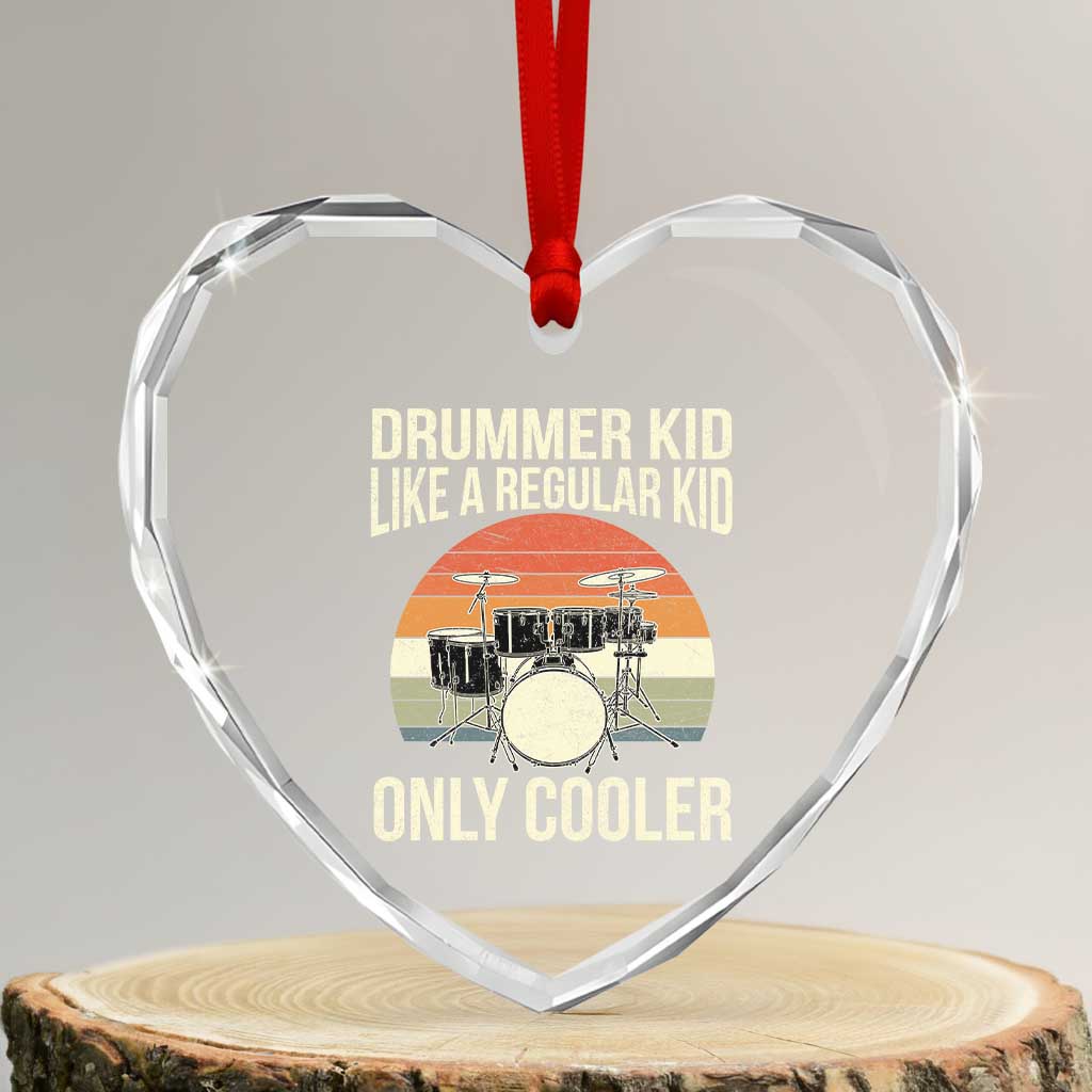 Funny Drummer Kid Heart Crystal Glass Ornament Like A Regular Kid But Cooler Boys Girls Kids TS10 Transparent Glass 3'' Heart Print Your Wear