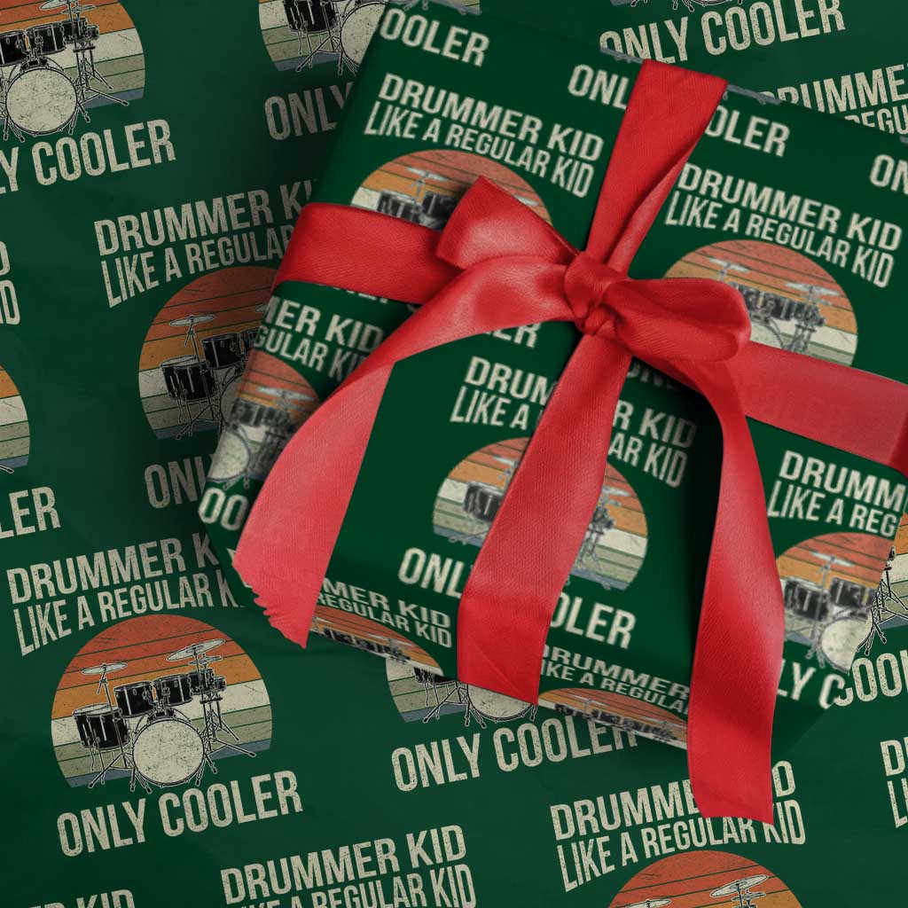 Funny Drummer Kid Wrapping Paper Roll Like A Regular Kid But Cooler Boys Girls Kids TS10 Green Print Your Wear