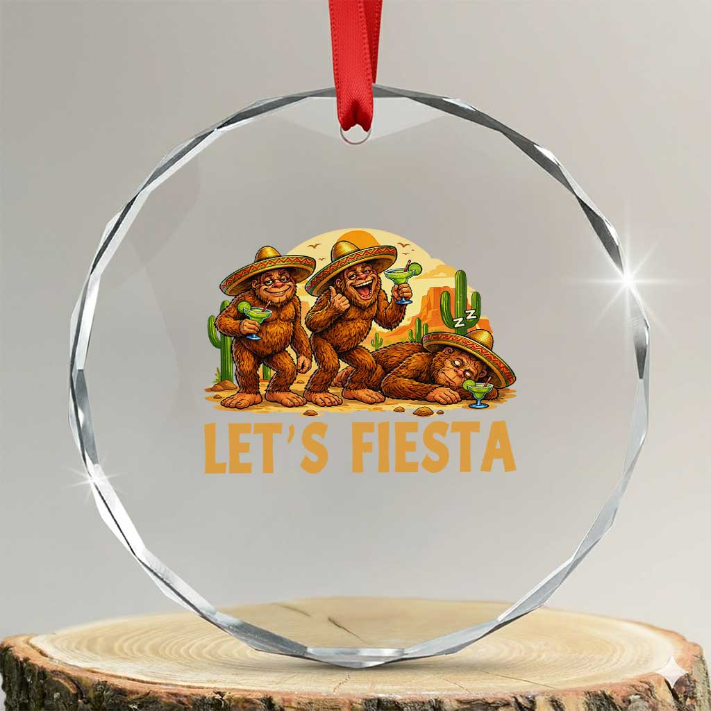 Funny Drunk Bigfoot Cinco De Mayo Crystal Glass Ornament Lets Fiesta Party Gift TS12 Transparent Glass 3'' Circle Print Your Wear