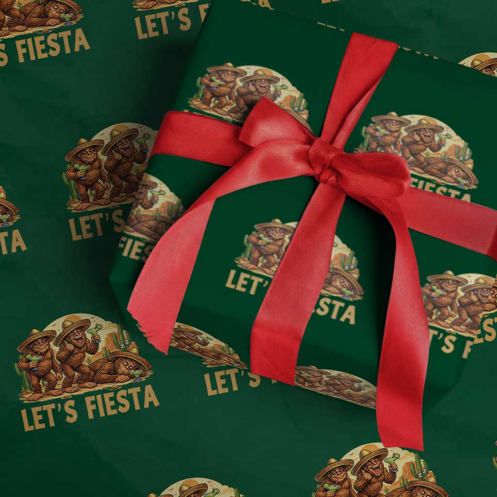Funny Drunk Bigfoot Cinco De Mayo Wrapping Paper Roll Lets Fiesta Party Gift TS12 Green Print Your Wear