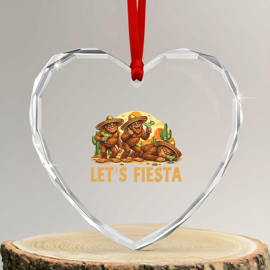 Funny Drunk Bigfoot Cinco De Mayo Heart Crystal Glass Ornament Lets Fiesta Party Gift TS12 Transparent Glass 3'' Heart Print Your Wear
