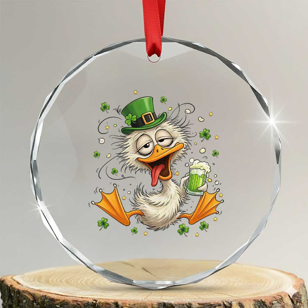 Funny Drunk Irish Duck Crystal Glass Ornament St Patricks Day Gift TS12 Transparent Glass 3'' Circle Print Your Wear