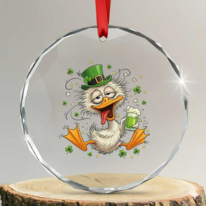 Funny Drunk Irish Duck Crystal Glass Ornament St Patricks Day Gift TS12 Transparent Glass 3'' Circle Print Your Wear