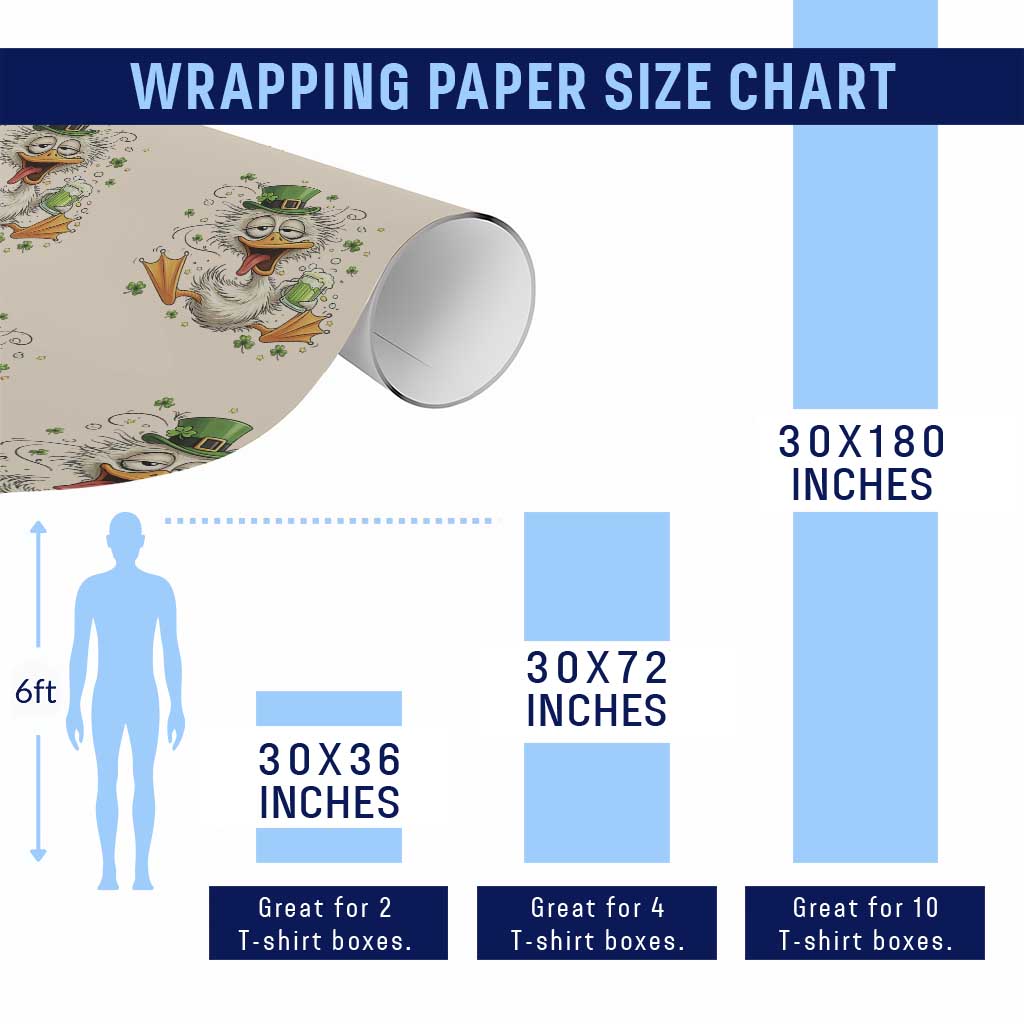 Funny Drunk Irish Duck Wrapping Paper Roll St Patricks Day Gift TS12 Print Your Wear
