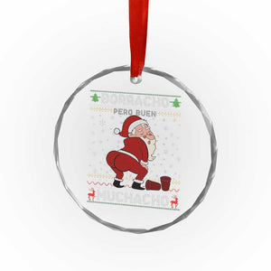 Funny Drunk Mexican Santa Crystal Glass Ornament Borracho Pero Buen Muchacho Good Guy in Spanish TS02 Print Your Wear