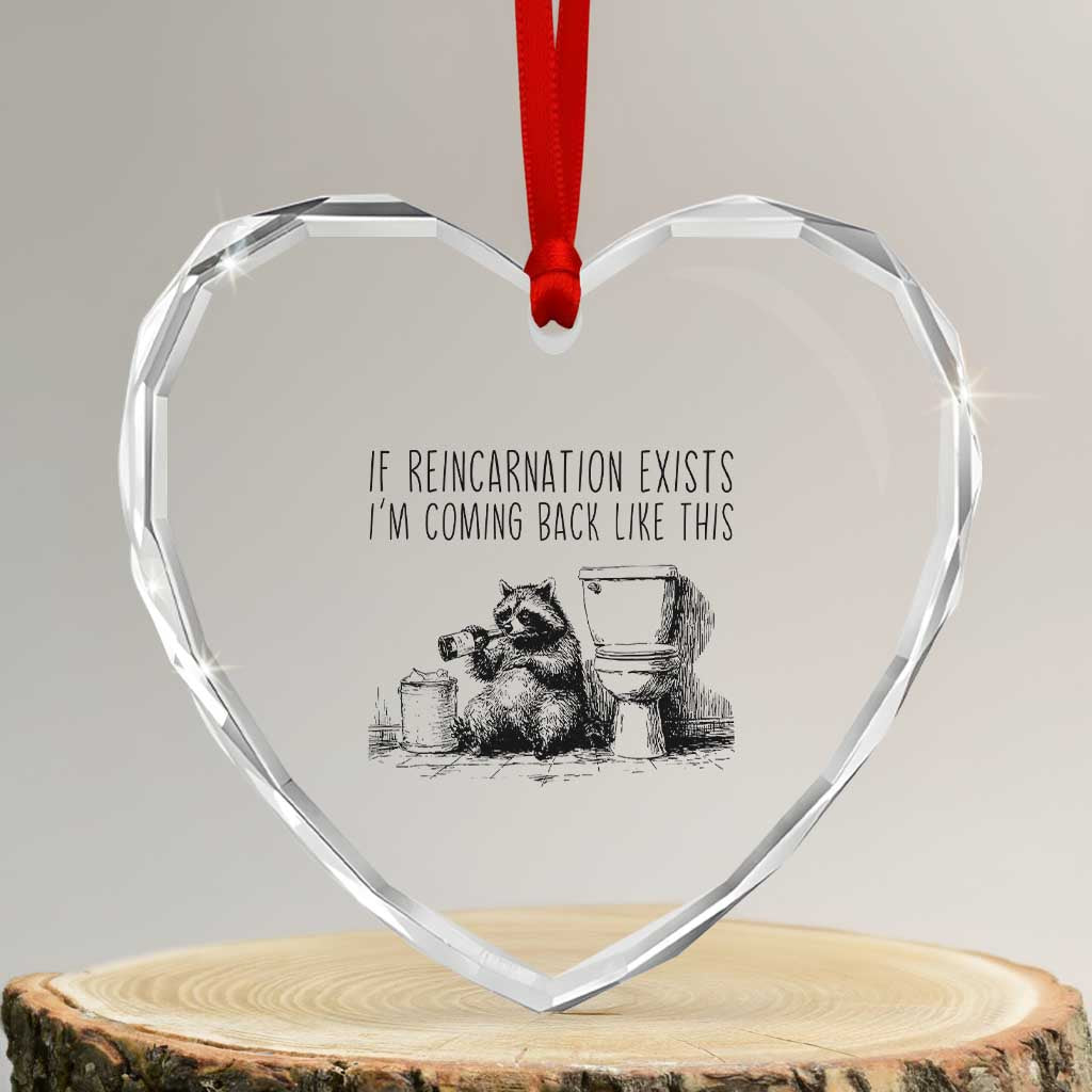 Funny Drunk Raccoon Heart Crystal Glass Ornament Trashed Panda Meme TS14 Transparent Glass 3'' Heart Print Your Wear
