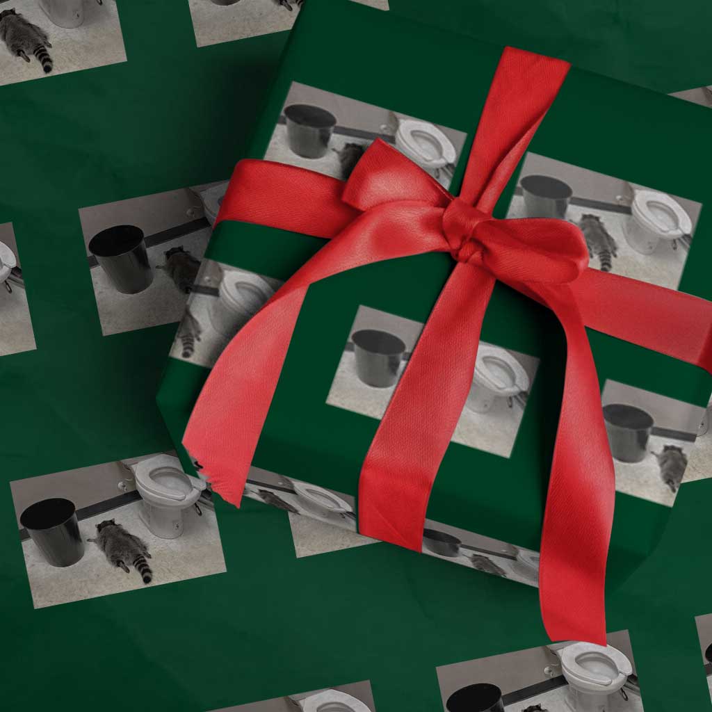 Funny Drunk Raccoon Wrapping Paper Roll Vintage Liquor Store Trash Panda Memes TS10 Green Print Your Wear