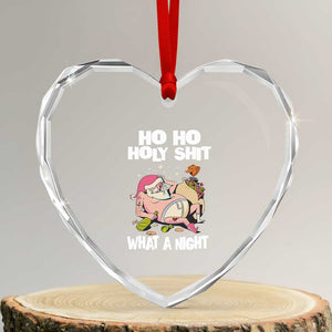 Funny Drunk Santa Heart Crystal Glass Ornament Ho Ho Holy ornamentWhat A Night TS02 Transparent Glass 3'' Heart Print Your Wear